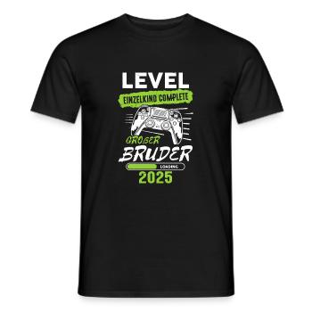 Level Einzelkind Complete Großer Bruder 2025 - Männer T-Shirt - Schwarz - Vorne - AI Model Male 178 light (178cm)