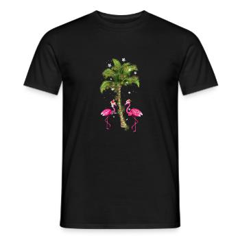 Tropical Flamingo Christmas - Men's T-Shirt - black - Front - AI Model Male 178 light (178cm)