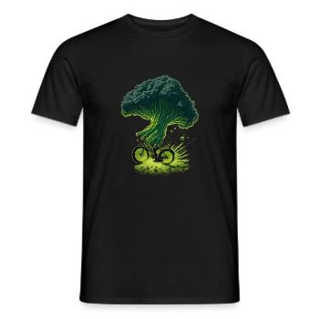 Broccoli rides a bike - Men's T-Shirt - black - Front - AI Model Male 178 light (178cm)