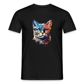 Süße bunte Katze - Männer T-Shirt - Schwarz - Vorne - AI Model Male 178 light (178cm)