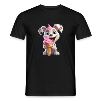 Chien avec crème glacée - T-shirt homme - noir - Devant - AI Model Male 178 light (178cm)
