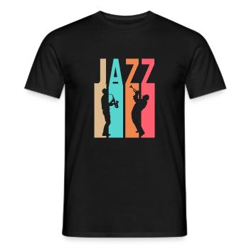 Deux saxophonistes - Musique Jazz - T-shirt homme - noir - Devant - AI Model Male 178 light (178cm)