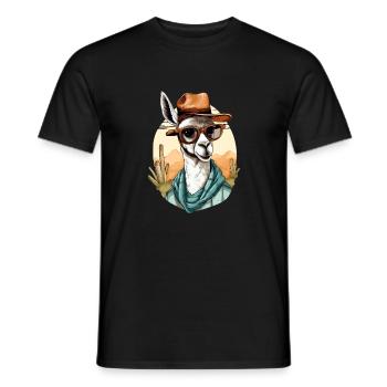Goki the lama - Men's T-Shirt - black - Front - AI Model Male 178 light (178cm)
