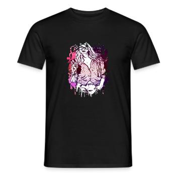 Schöne weibliche Gesichtsbemalung Kunst bunte Frau - Männer T-Shirt - Schwarz - Vorne - AI Model Male 178 light (178cm)