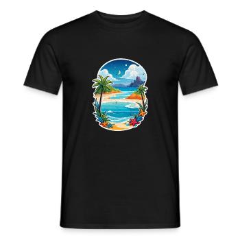 plage vacances soleil mer - T-shirt homme - noir - Devant - AI Model Male 178 light (178cm)