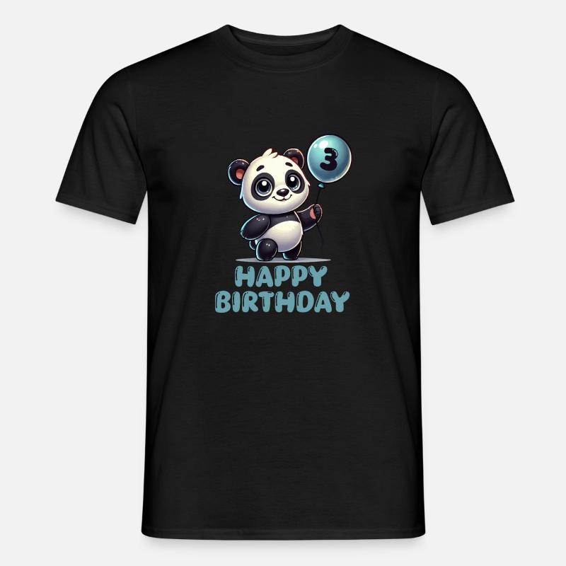 panda comic ballon birthday 3 - Männer T-Shirt - Schwarz