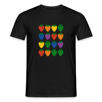 Buntes Regenbogen-Erdbeermuster - Männer T-Shirt - Schwarz - Vorne - AI Model Male 178 light (178cm)