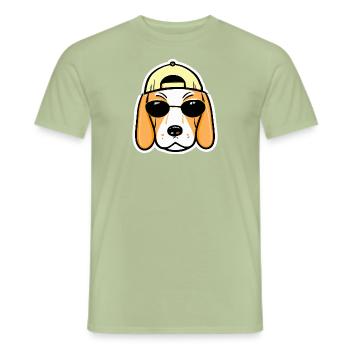 Beagle Gangsta Rap 90s Chien Rétro - T-shirt homme - vert sauge - Devant - AI Model Male 178 light (178cm)