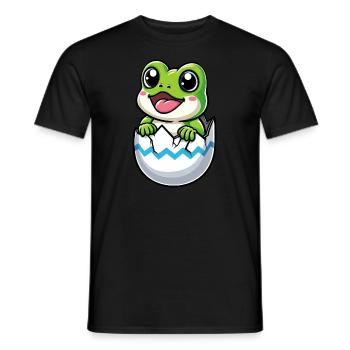 Colorful Easter Egg with Hatching Frog Motif - Men's T-Shirt - black - Front - AI Model Male 178 light (178cm)