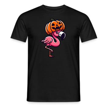 Funny Halloween Pumpkin Flamingo Autumn Whimsical - Men's T-Shirt - black - Front - AI Model Male 178 light (178cm)