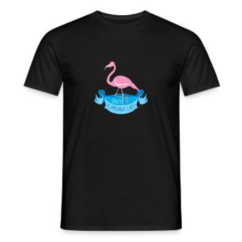 Verrückte Flamingodame auf einer blauen Fahne - Männer T-Shirt - Schwarz - Vorne - AI Model Male 178 light (178cm)