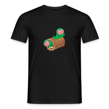 Nesting peach face lovebirds in a log - Men's T-Shirt - black - Front - AI Model Male 178 light (178cm)