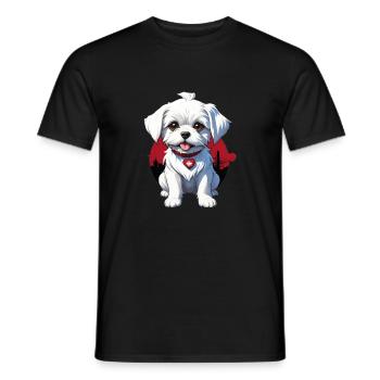 Custom Maltese Dog, Personalized Dog Motif - Men's T-Shirt - black - Front - AI Model Male 178 light (178cm)