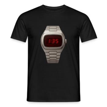 Montre-bracelet élégante avec LED rouges enfant des années 70 - T-shirt homme - noir - Devant - AI Model Male 178 light (178cm)