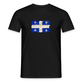Québec Flag - Canada - Vintage Look - Men's T-Shirt - black - Front - AI Model Male 178 light (178cm)