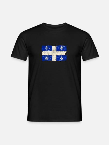 Québec Flag - Canada - Vintage Look - Männer T-Shirt - Schwarz