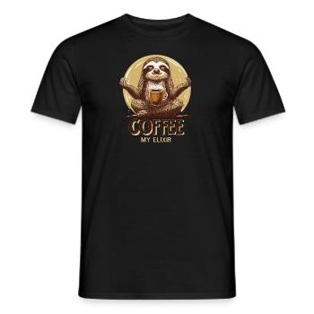 Faultier Sloth Kaffee Coffee Elixir - Men's T-Shirt - black - Front - AI Model Male 178 light (178cm)