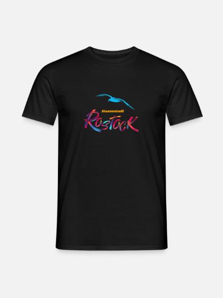 Rostock Hansestadt-Möwe - Männer T-Shirt - Schwarz