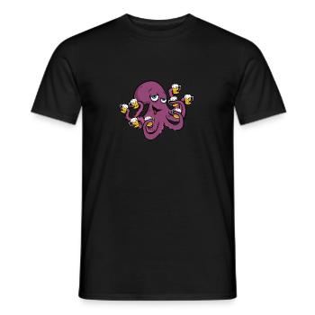 Eight-armed a pure-wheeled octopus with beer - Men's T-Shirt - black - Front - AI Model Male 178 light (178cm)