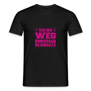 Out of the way Commissioner in Action Design - Men's T-Shirt - black - Front - AI Model Male 178 light (178cm)