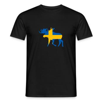 Moose Sweden Flag Scandinavia hunting hunting - Men's T-Shirt - black - Front - AI Model Male 178 light (178cm)