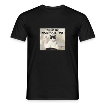 THIS IS MY "I DON'T CARE" POSE – Meme Katze - Männer T-Shirt - Schwarz - Vorne - AI Model Male 178 light (178cm)