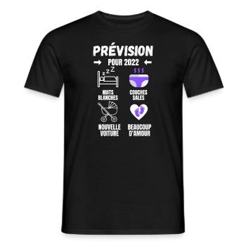Prévision pour 2022 cadeau grossesse famille - T-shirt homme - noir - Devant - AI Model Male 178 light (178cm)