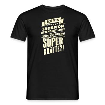 Superkräfte Sternzeichen Skorpion Aszendent Löwe - - Männer T-Shirt - Schwarz - Vorne - AI Model Male 178 light (178cm)