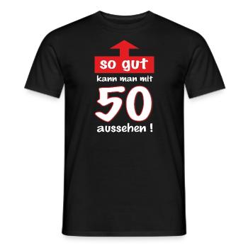 BD - Pfeil so gut kann man mit 50 aussehen - - Männer T-Shirt - Schwarz - Vorne - AI Model Male 178 light (178cm)