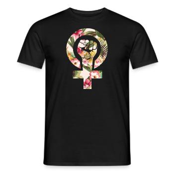 Femisten fleurs de poing - féministe - femmes - T-shirt homme - noir - Devant - AI Model Male 178 light (178cm)