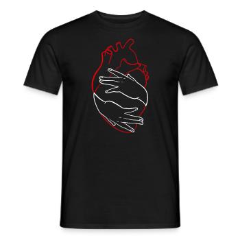 Love your heart red and white linework - Men's T-Shirt - black - Front - AI Model Male 178 light (178cm)
