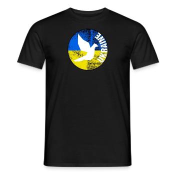 Free Ukraine Pigeon Round Logo - Men's T-Shirt - black - Front - AI Model Male 178 light (178cm)