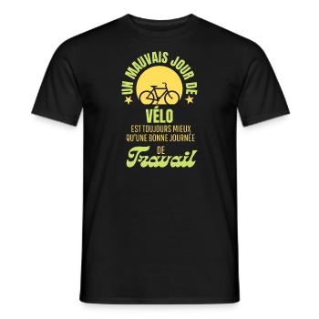 UN MAUVAIS JOUR DE VELO MEILLEUR QUE LE TRAVAIL - T-shirt homme - noir - Devant - AI Model Male 178 light (178cm)