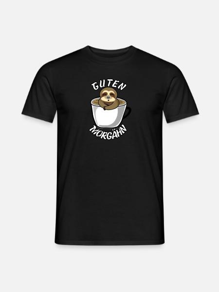 Guten Morgähn Faultier Kaffe - Männer T-Shirt - Schwarz