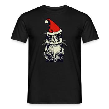 Chat avec chapeau de Noël - T-shirt homme - noir - Devant - AI Model Male 178 light (178cm)