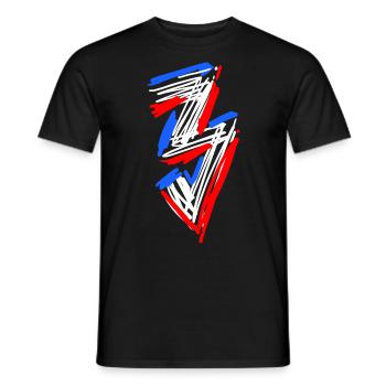 3 / Drei RETRO - Männer T-Shirt - Schwarz - Vorne - AI Model Male 178 light (178cm)
