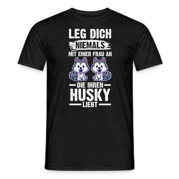 Hund Husky - Männer T-Shirt - Schwarz - Vorne - AI Model Male 178 light (178cm)