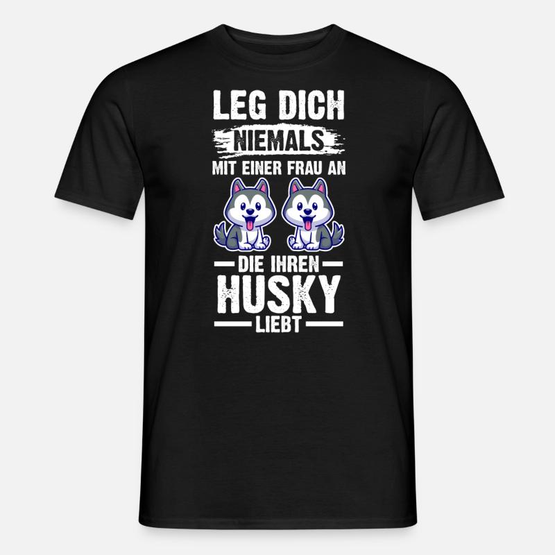 Hund Husky - Männer T-Shirt - Schwarz