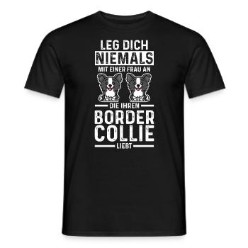 Hund Border Collie - Männer T-Shirt - Schwarz - Vorne - AI Model Male 178 light (178cm)