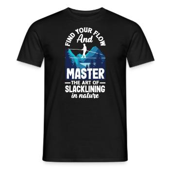 Find your flow and master the art of slacklining - Men's T-Shirt - black - Front - AI Model Male 178 light (178cm)