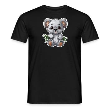 Koala mignon avec des feuilles d’eucalyptus - T-shirt homme - noir - Devant - AI Model Male 178 light (178cm)