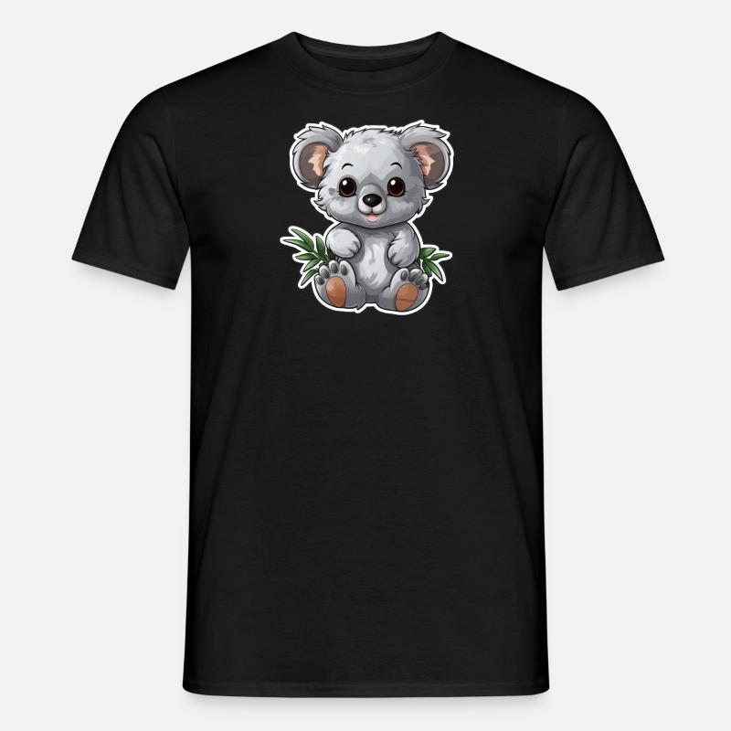 Süßer Koala mit Eukalyptus-Blättern - Männer T-Shirt - Schwarz