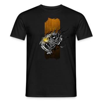 Rugissement de l’enfer : Tigre à dents de sabre avec Y lumineux - T-shirt homme - noir - Devant - AI Model Male 178 light (178cm)
