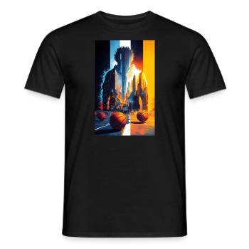 Double exposition au basket-ball - T-shirt homme - noir - Devant - AI Model Male 178 light (178cm)