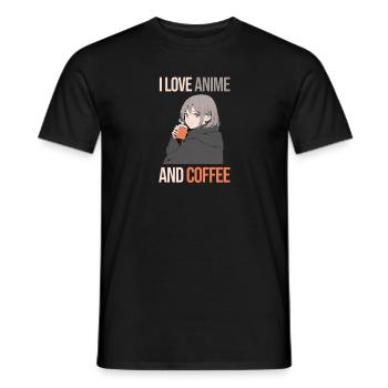 Ich liebe Anime und Kaffee - Manga Stil. - Männer T-Shirt - Schwarz - Vorne - AI Model Male 178 light (178cm)