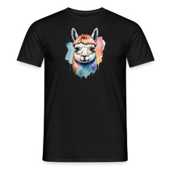 Alpaka Lama Cool Bunt Zäh - Männer T-Shirt - Schwarz - Vorne - AI Model Male 178 light (178cm)
