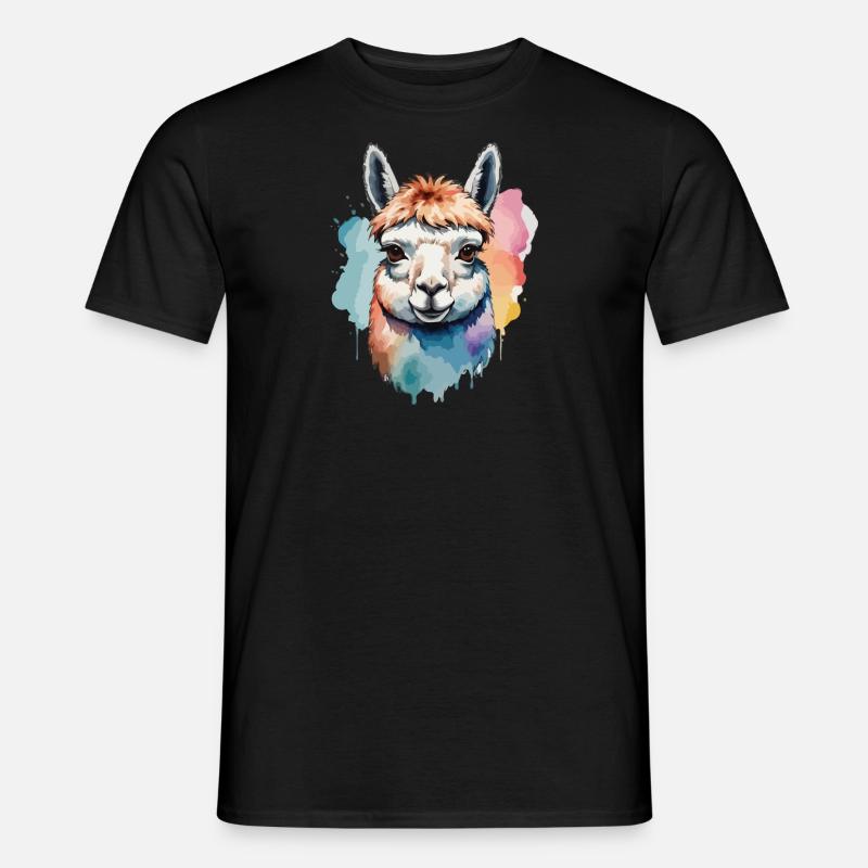 Alpaka Lama Cool Bunt Zäh - Männer T-Shirt - Schwarz