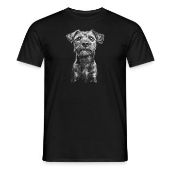 Border Terrier Portrait Chien Chien - T-shirt homme - noir - Devant - AI Model Male 178 light (178cm)