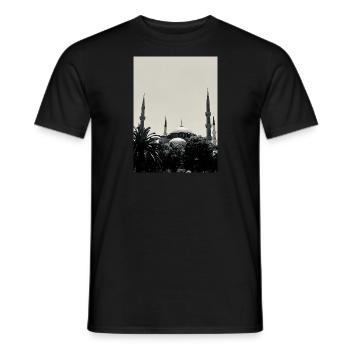 A Turkish mosque in black and white - Men's T-Shirt - black - Front - AI Model Male 178 light (178cm)