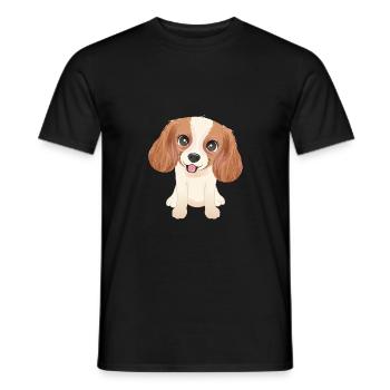 Cute little dog Cavalier King Charles Spaniel - Men's T-Shirt - black - Front - AI Model Male 178 light (178cm)